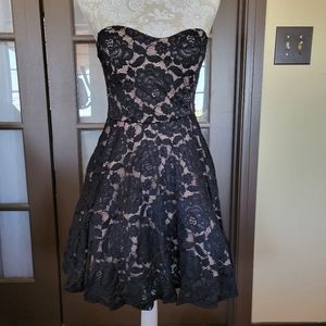 Juniors Black Lace Strapless Dress Sz M